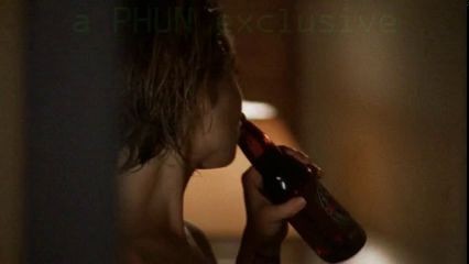 Allison Mack Maryiln comes out in a towel with a shower