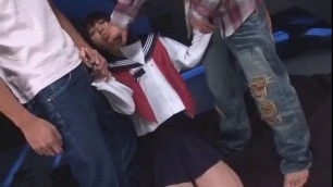 Incredible Japanese model Kotomi Asakura and two dicks in Hottest Blowjob