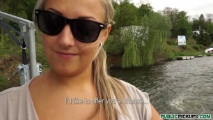 Blonde fucks and her tits are shaking permission to cum aboard