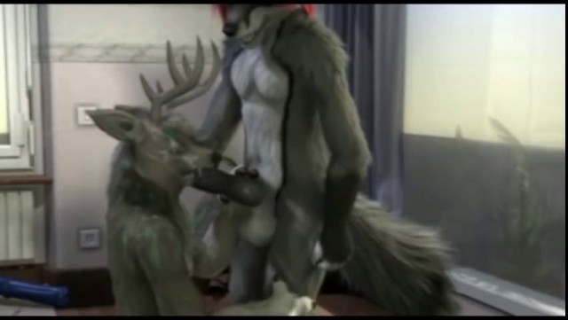 GAY FURRY (ANIMATED YIFF) - MUSCLE DRAGON & STAG SLUT