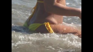 luscious lopez - lusciouslopez big booty splashing in the waves