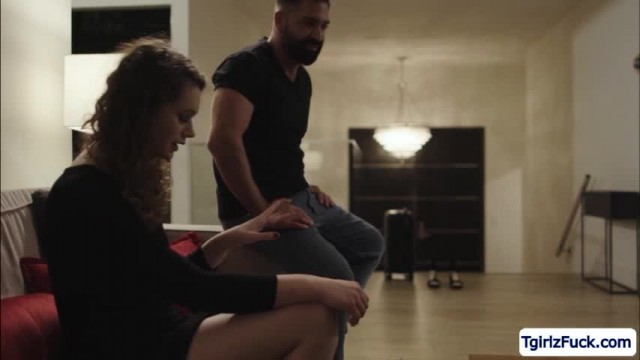 Curly haired ts cutie Nicole Knight enjoying a fun dick ride