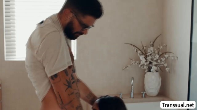 Horny TS lets stepson bang her wet ass