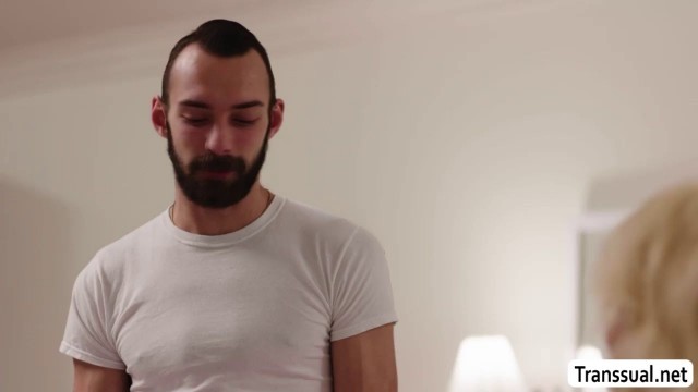 Busty Tgirl barebacks delivery boys ass