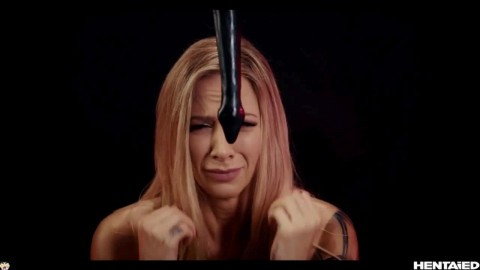 Blonde bombshell fucked all the way through her Pussy and ASS to her mouth by Alien Tentacle Cocks