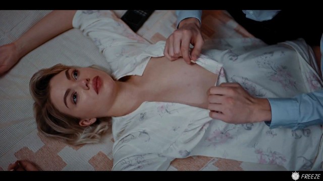 Stunning short hair babe time freezed by front desk worker at a hotel who later fucks and creampies her pussy