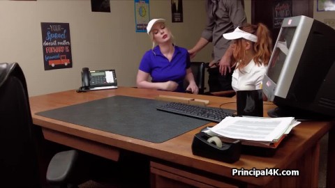 Sexy golf chicks riding principals dick at the office