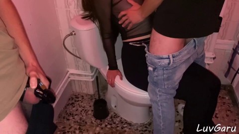 Luvgaru Filming Hotwife Flashing Tits And Takes Huge Cumshot In Public Toilet From Stranger Hd Bbw Latina Porn