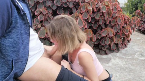 Blondieblow They Almost Caught Us While She Gives Me A Bj In A Public Garden Hd Nice Tits Cum