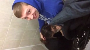 Student sucking dick in the toilet