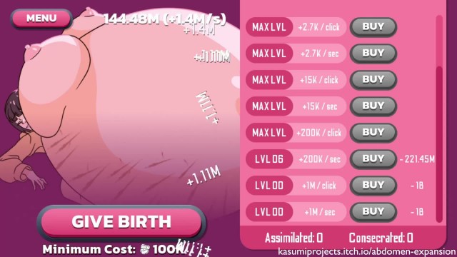 Click and click until her belly grows