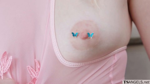 Petite blonde Lexi Lore anal fucked by TS Kasey Kei