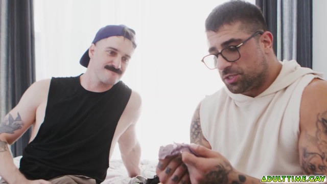 Ryan Bones and Seb Leblan jerk off together while sniffing those panties