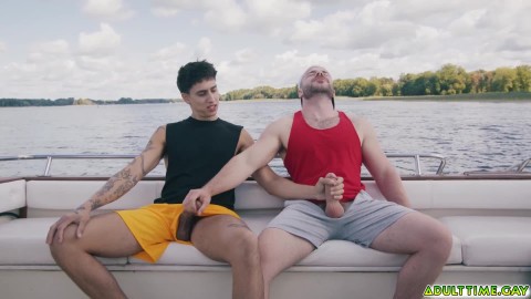 Best buds Marcus McNeil and Angel Elias decide to jerk off together on the boat