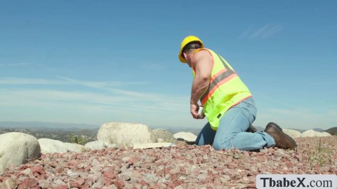 Lucky construction worker fuck this two horny TS