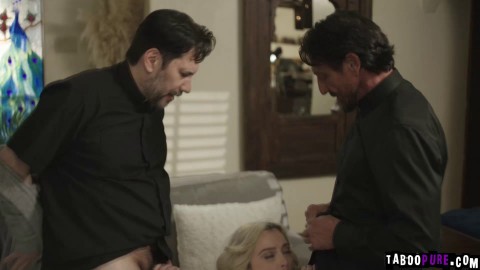 Parishioner Lexi Lore gangbang by horny priests Tommy Pistol Tommy Gunn and Charles Dera