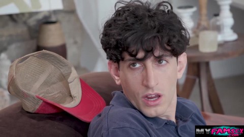 Caught my perv stepson jerking off on couch