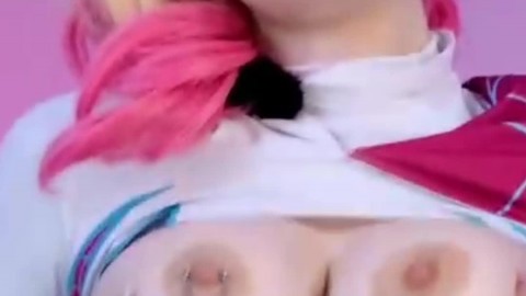 Sliding a Thick Dildo Between my Big Titties
