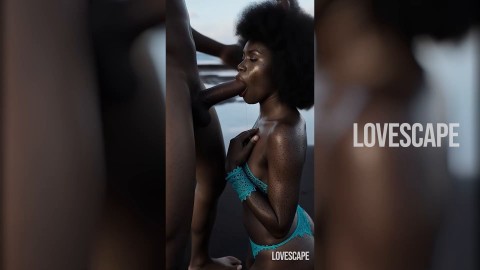 Ebony Goddess Fucked Hard by the Ocean