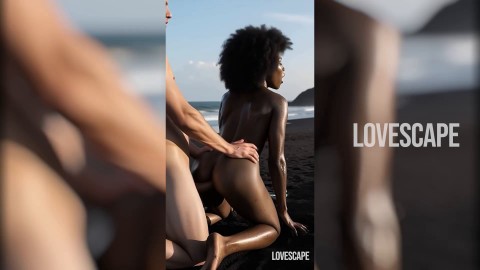 Ebony Goddess Fucked Hard by the Ocean