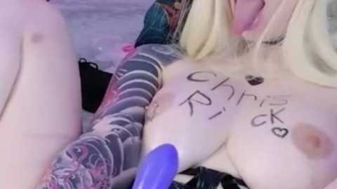 Tattooed Cam Slut Fucks Herself with a Thick Vibrator