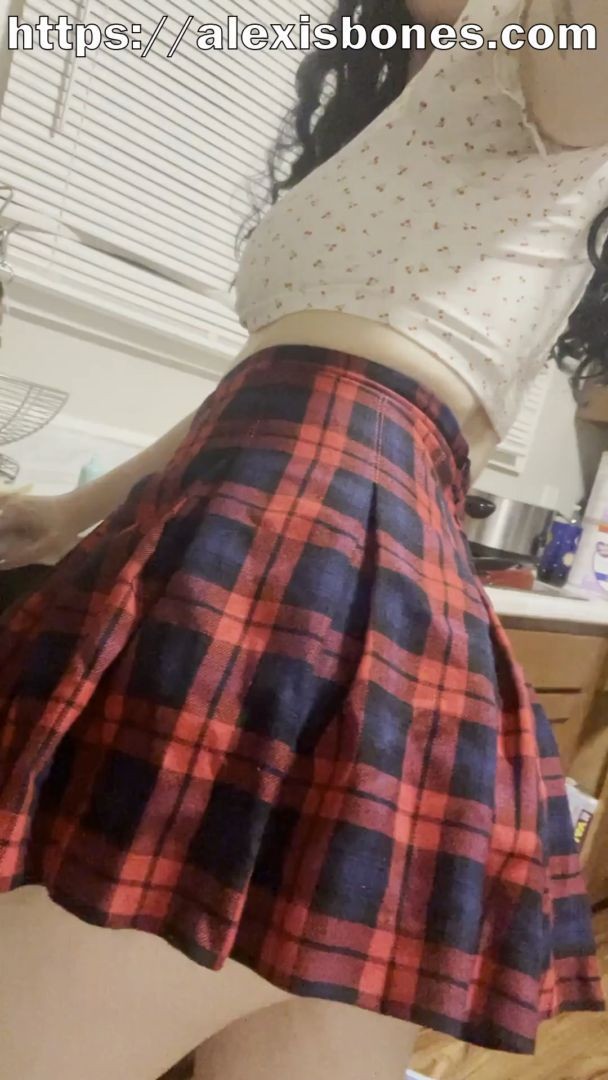Emo schoolgirl shows she's not wearing any underwear