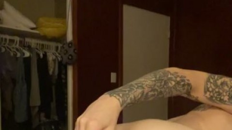 Tatted girl keeps fucking herself anal and fingers her pussy