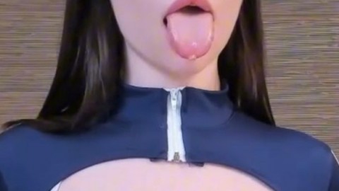 Dildo Thrusts Between Her Huge Jiggling Tits