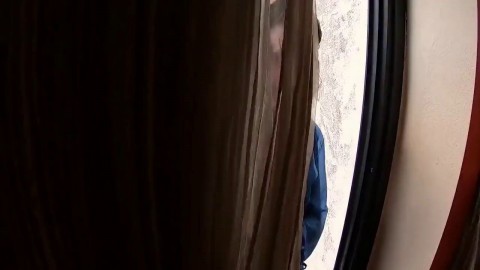 Darcy Dark Janitor Nails Busty Beauty On Public Balcony With Creamy Finish Rihanna Samuel