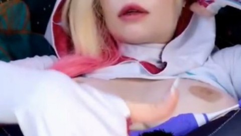 Cosplay Babe Fucking Her Creamy Pussy with a Vibrator