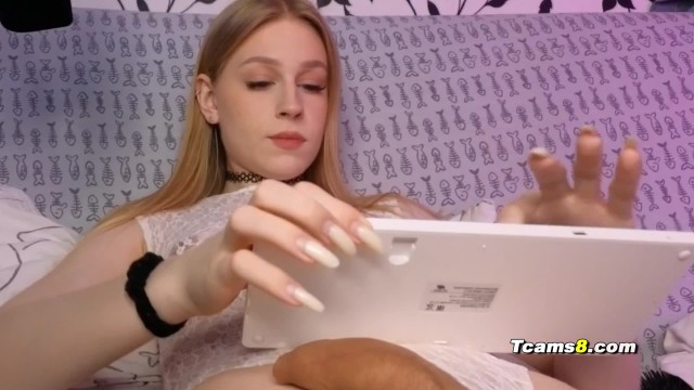 Blonde Transgirl Teases Her Hard Cock In Sheer Lace