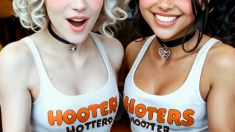 Cute Tranny Pair Edges Thick Dicks Side by Side