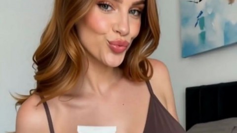 Vex Flora Gingerhead Covering Her Tits With Sunscreen