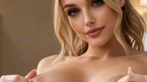 Blonde Babe Squeezes and Kneads Her Huge Boobs