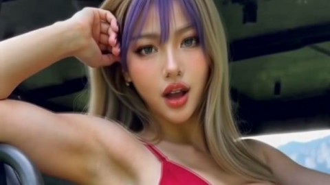 TsLilac Red One Piece Tease In Car