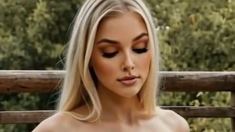 Blonde Slut Squeezes and Oils Up Her Massive Perfect Tits
