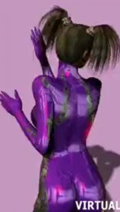 3d anime stripper with big tits and pigtails cartoon animated virtual