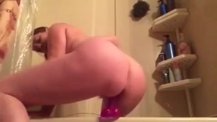 fat milf with big ass riding her big dildo in shower home porn video