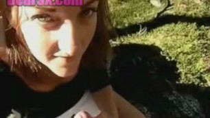 hot cumshot on teen girl outdoors facial compilation