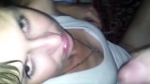teen girl with natural tits sucking dick and booty fucked