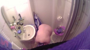 fat big woman with big tits shaving her hot pussy on hidden cam at home