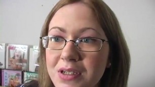 Brandy Dallas is a shy chubby babe with glasses who likes to suck dick through a gloryhole