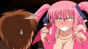 Pink Haired Busty Hentai Fairy Giving Tit Job fetish cartoon