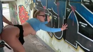 German blonde parking garage public nudity