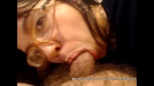 POV blowjob by a nerdy teen girl gets fucked