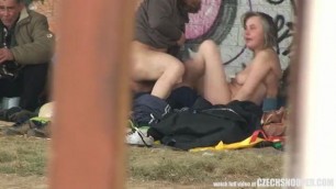 Street Life Homeless Threesome Having Sex on Public