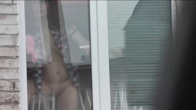 Chubby naked mom washes window son spies on mommy Naked in public Spying Spycam